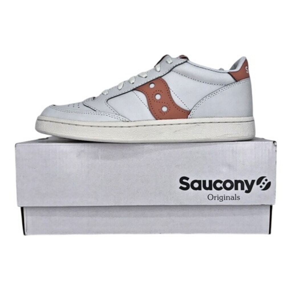 Saucony Jazz Court Womens 9.5 White Blush Pink Leather Sneakers S60759-8 Low Top